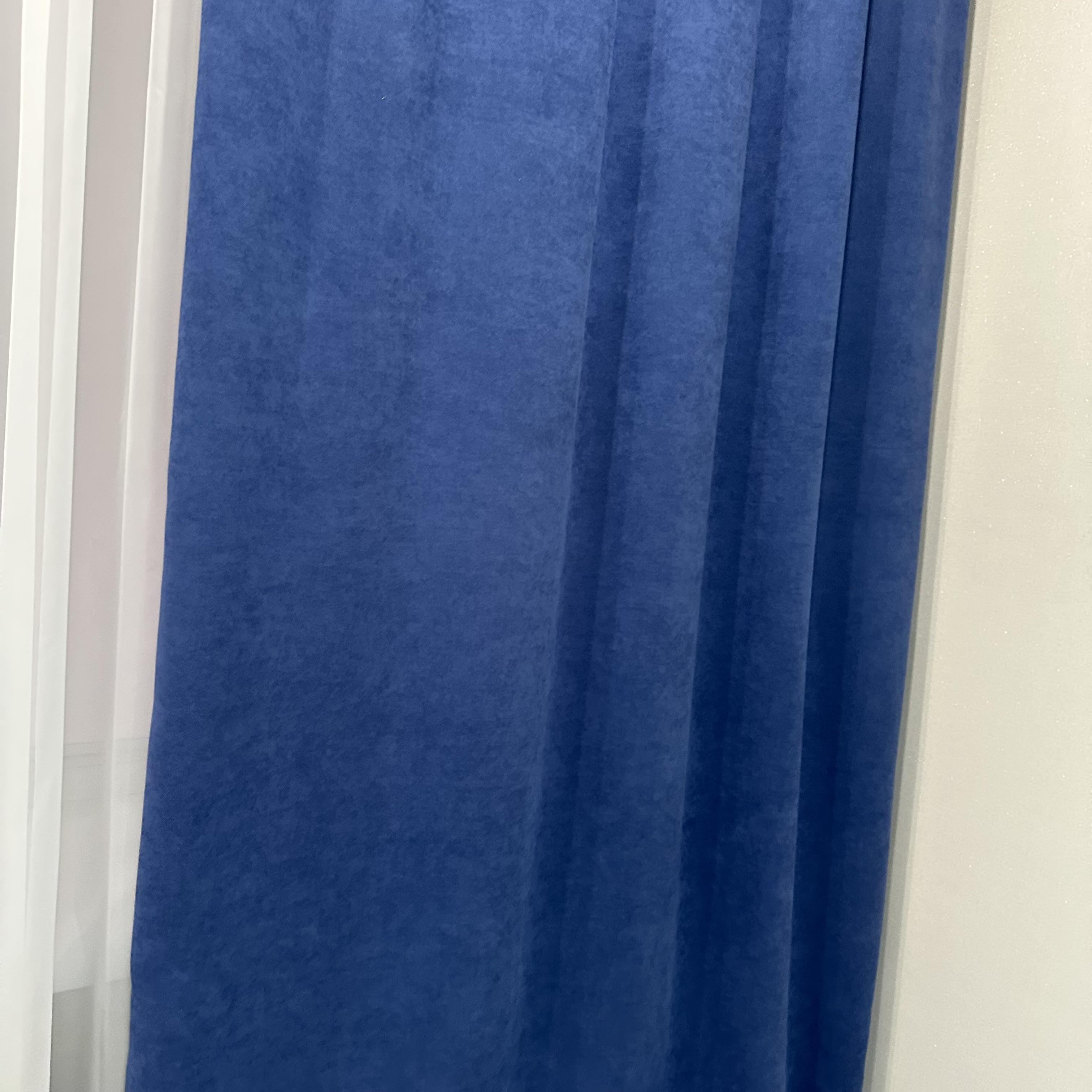 Комплект штор мікровелюр 2 шт. 1,5х2,7 м готові на шторній тасьмі 6 см Синій (petek-V34) - фото 2 Комплект штор мікровелюр 2 шт. 1,5х2,7 м готові на шторній тасьмі 6 см Синій (petek-V34) - фото 2