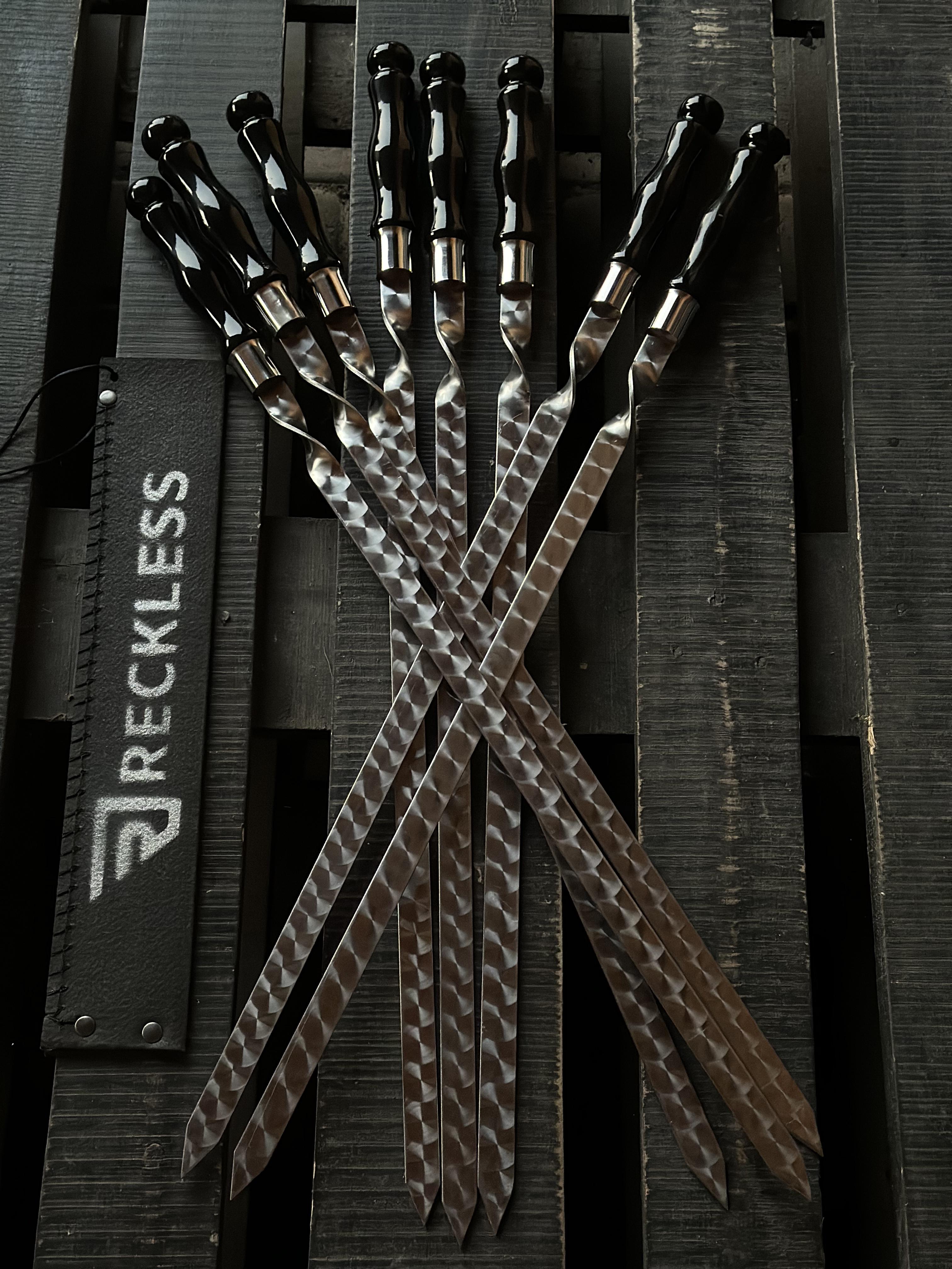 Набор подарочных шампуров Reckless в колышке деревянная ручка нержавеющая сталь 730x3x12 мм 8 шт. Graphite - фото 8