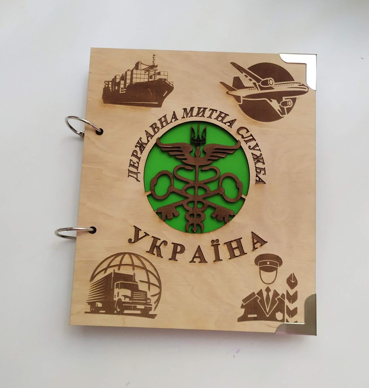 Блокнот из дерева ДМС на кольцах с ручкой (1491205244)