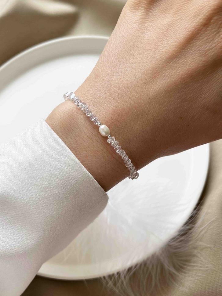 Браслет с жемчужиной Белый (4668)