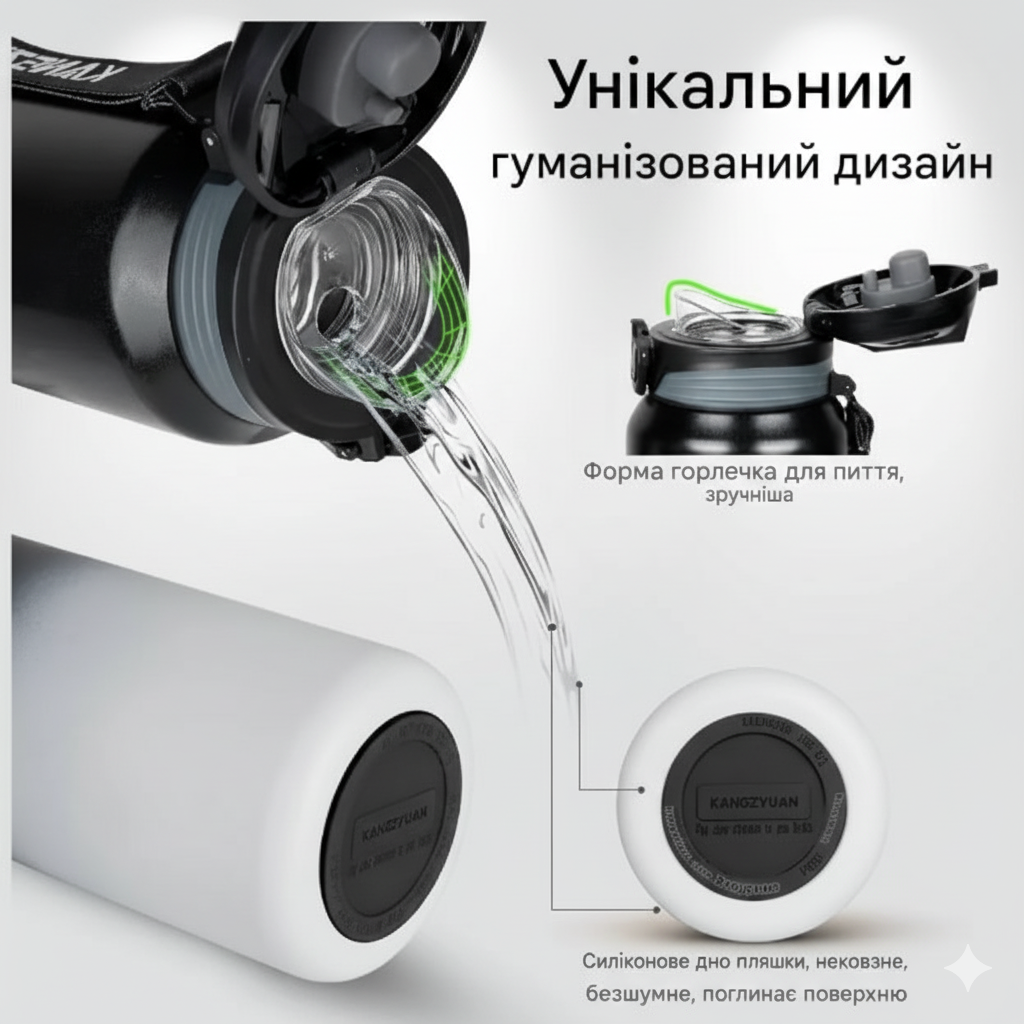 Термос із нержавіючої сталі KANGZYUAN з подвійною стінкою вакуумний 500 мл градієнт Чорний (2456495489) - фото 2 Термос із нержавіючої сталі KANGZYUAN з подвійною стінкою вакуумний 500 мл градієнт Чорний (2456495489) - фото 2