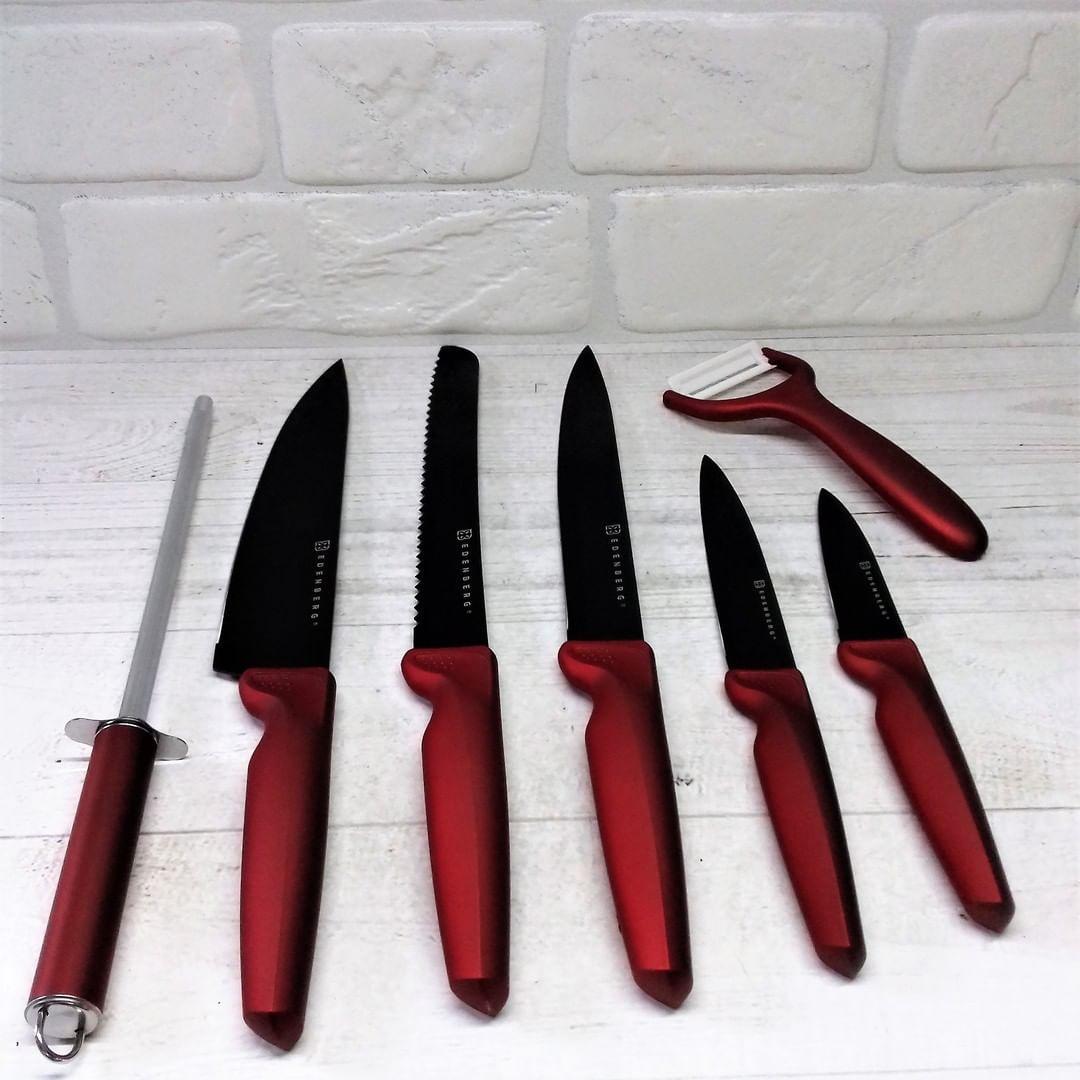 Набор кухонных ножей на подставке Edenberg EB-951 антибактериальное покрытие 8 предметов (2530555636) - фото 5 Набор кухонных ножей на подставке Edenberg EB-951 антибактериальное покрытие 8 предметов (2530555636) - фото 5