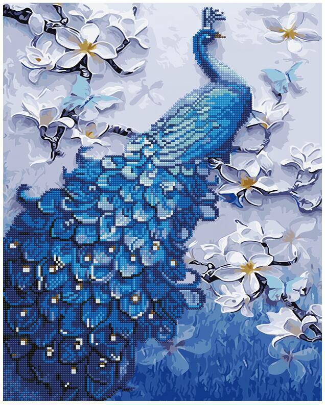 Алмазная мозаика и картина по номерам Brushme Павлин на ветках магнолии 40х50 см в коробке (BGZS1060)