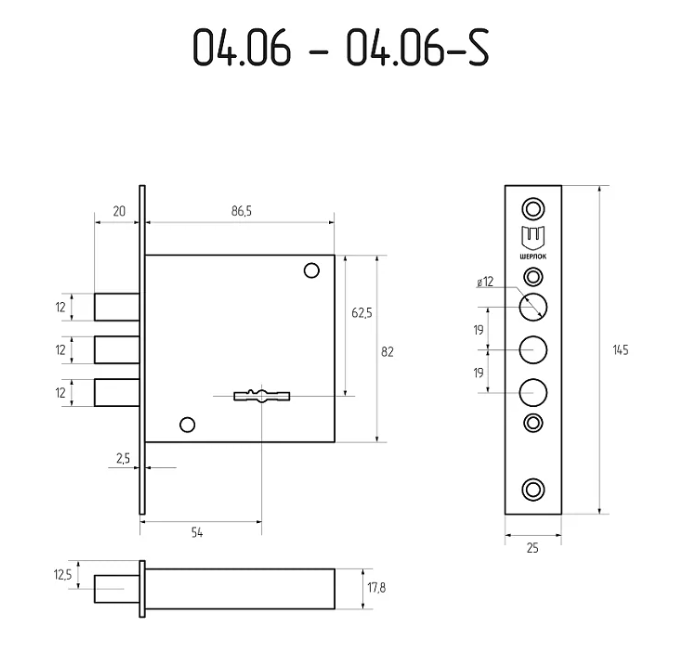Замок дверний Ельбору 04.06-S шерлок аналог врізний додатковий малий (6454-4) - фото 4