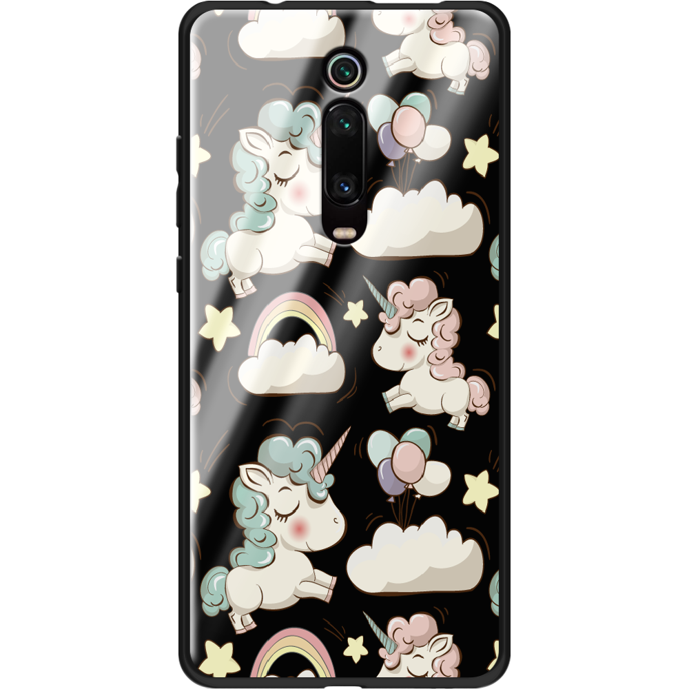 Чехол BoxFace Xiaomi Mi 9T / Mi 9T Pro Unicorns Черный силикон со стеклом (37376-cc2-37743)