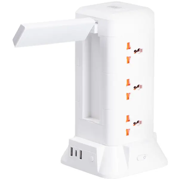 Фільтр-подовжувач мережевий TOWER 9 розеток LED-лампа 3USB+1PD 2,8 м Білий (HP-5-5) - фото 3
