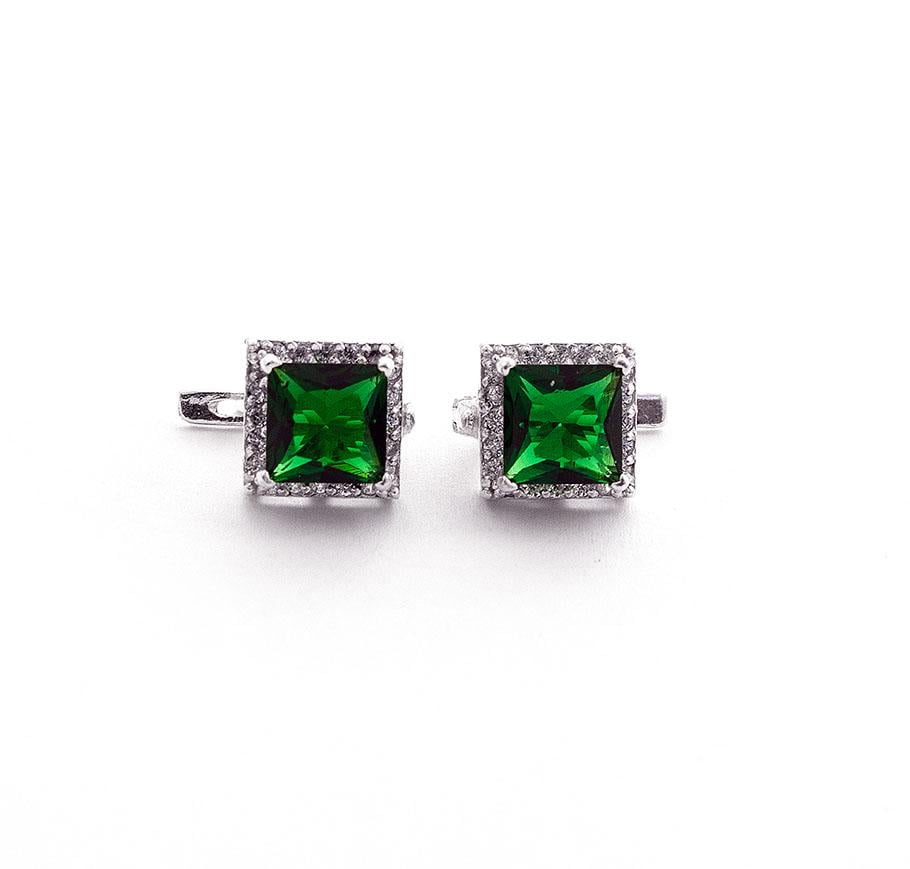 Серьги серебряные с квадратным камнем Maxi Silver 7932 Зеленый (87932)