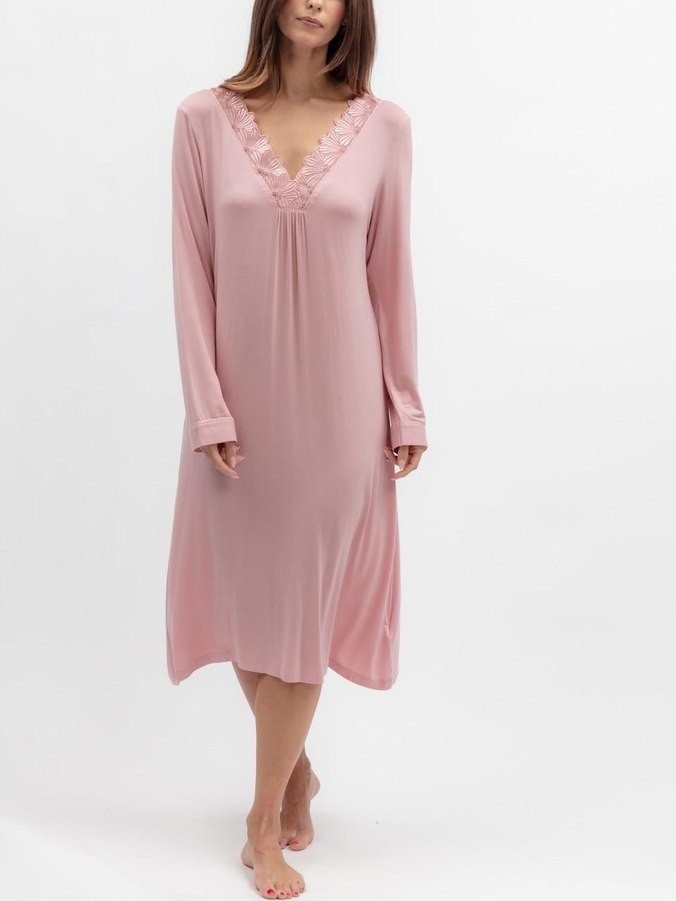 Ночная рубашка NORA ROSE Flowered Field 2434 с модальным джерси и кружевной отделкой 28/7XL Розовый (5051877702134)