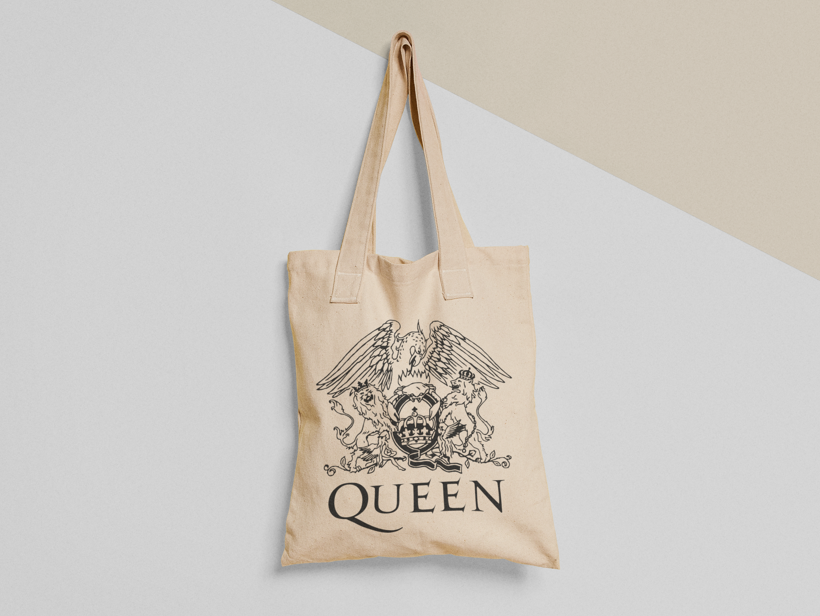 Эко-сумка шоппер с принтом "Queen" 38х40 см Бежевый (ПН18-Т)