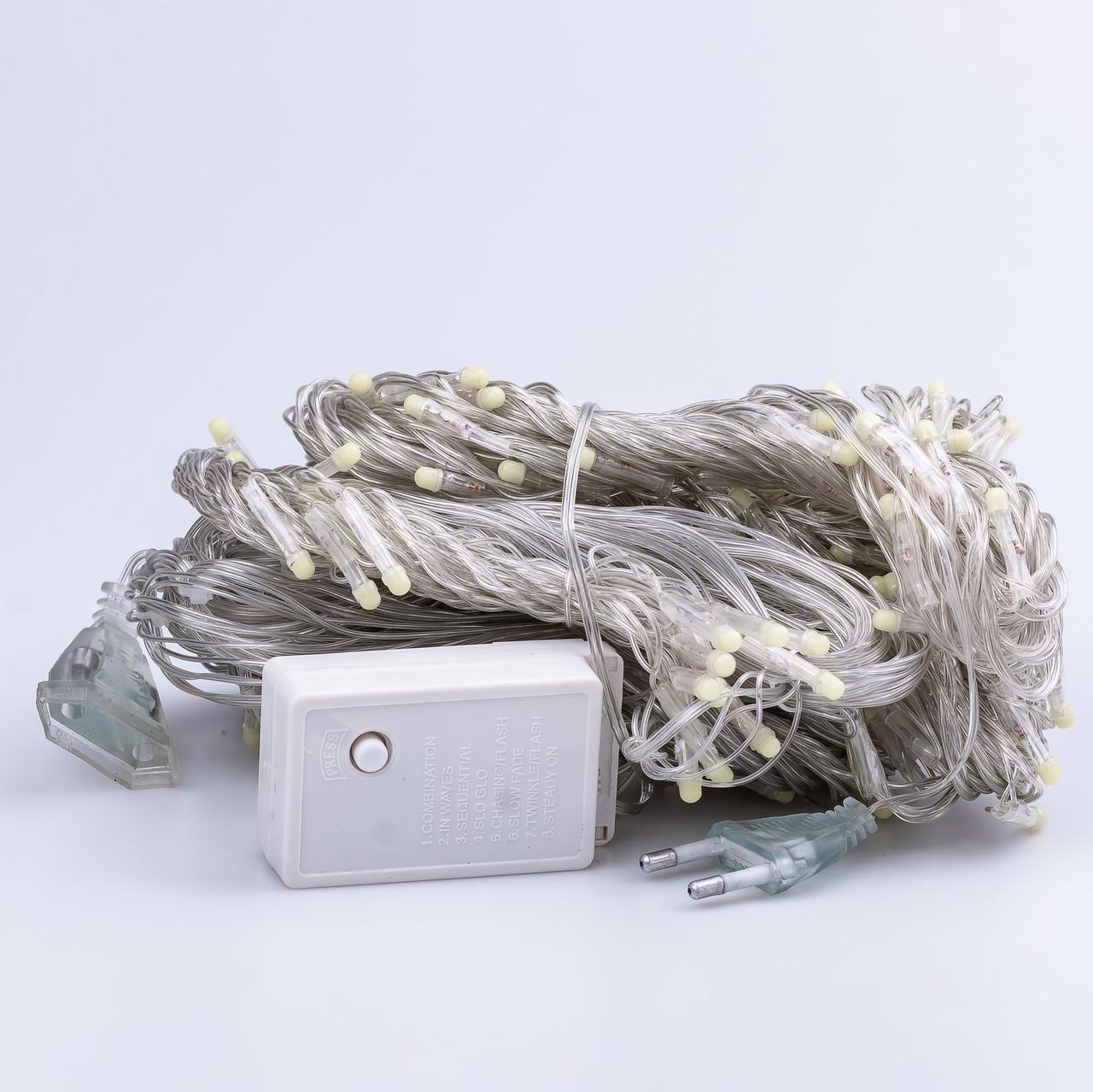 Гирлянда-штора 144 LED светодиодная медный провод 16 нитей 3х2 м Белый (3072) Гирлянда-штора 144 LED светодиодная медный провод 16 нитей 3х2 м Белый (3072)