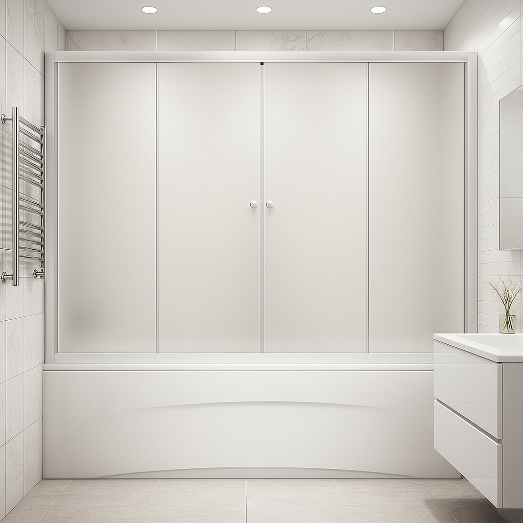 Штора для ванної скляна KO&PO F 150 W розсувні двері матове скло 150х140 см Білий (C10642)