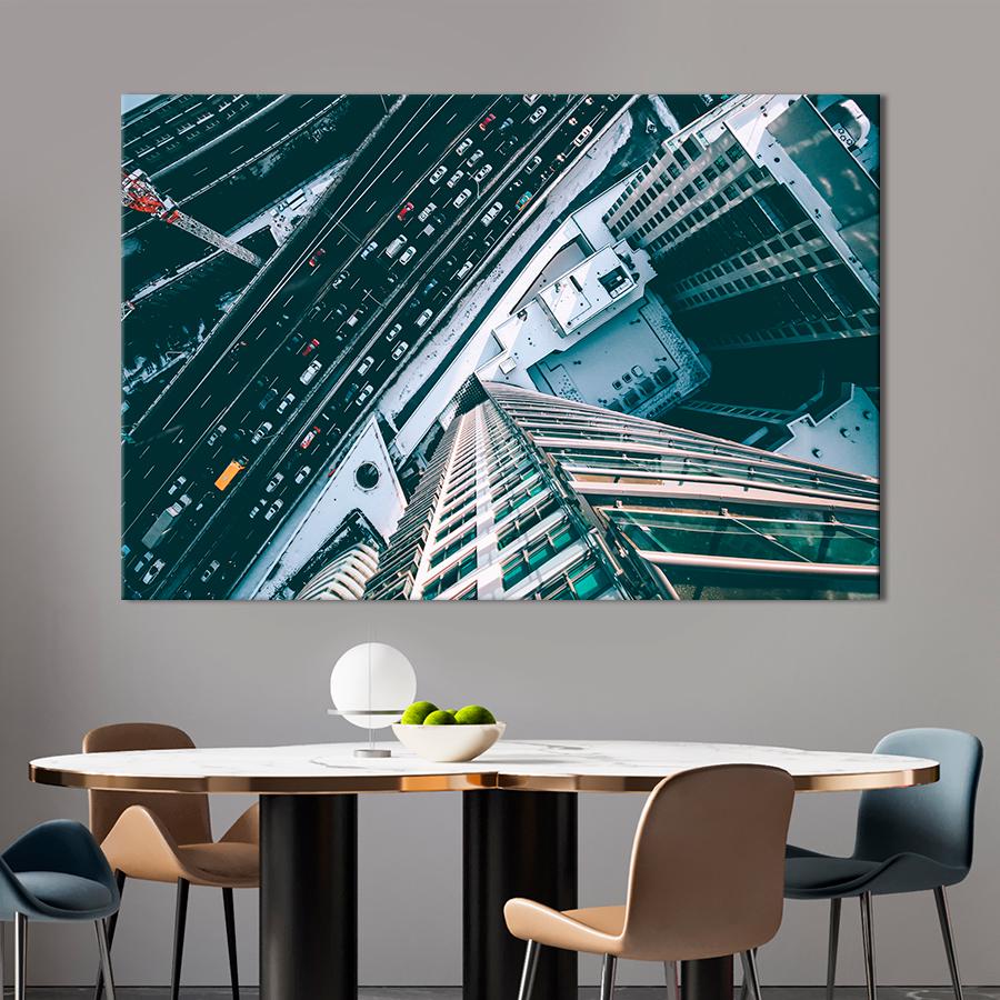 Картина город Вид на улицу большого города 120x80 см (A819-1)