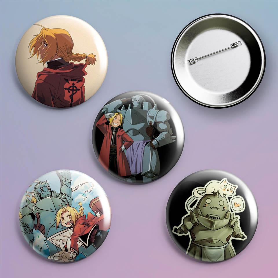 Значки на рюкзак с принтом аниме Fullmetal Alchemist Brotherhood 4 шт. Значки на рюкзак с принтом аниме Fullmetal Alchemist Brotherhood 4 шт.