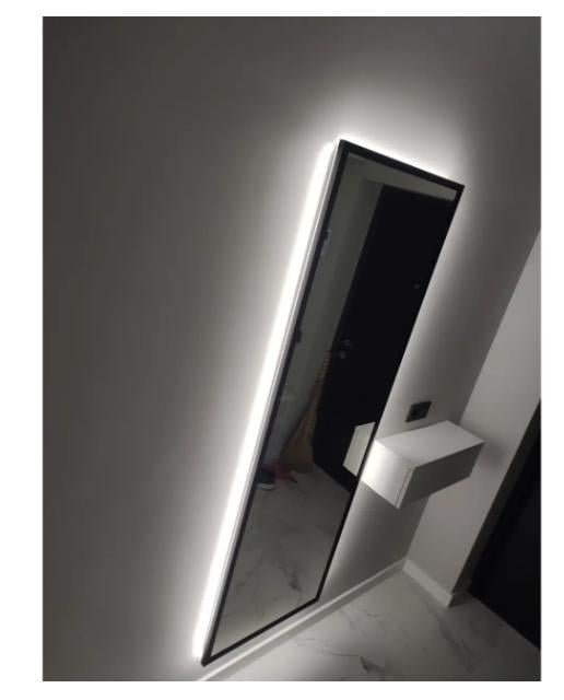 Дзеркало настінне у МДФ рамі з фоновим LED підсвічуванням 160x60 см Чорний (29068624) - фото 10