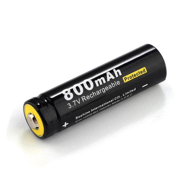 Акумулятор Soshine 14500/AA Li-Ion 14500P-3,7-800 Protected 800 mAh 1,5A 4,2/3,7/2,8V Чорний (25993917) Акумулятор Soshine 14500/AA Li-Ion 14500P-3,7-800 Protected 800 mAh 1,5A 4,2/3,7/2,8V Чорний (25993917)