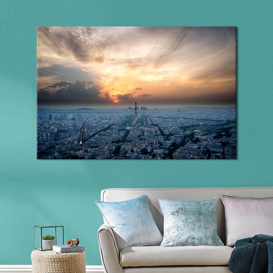 Картина город Великолепная панорама Парижа 80x54 см (A785-1)