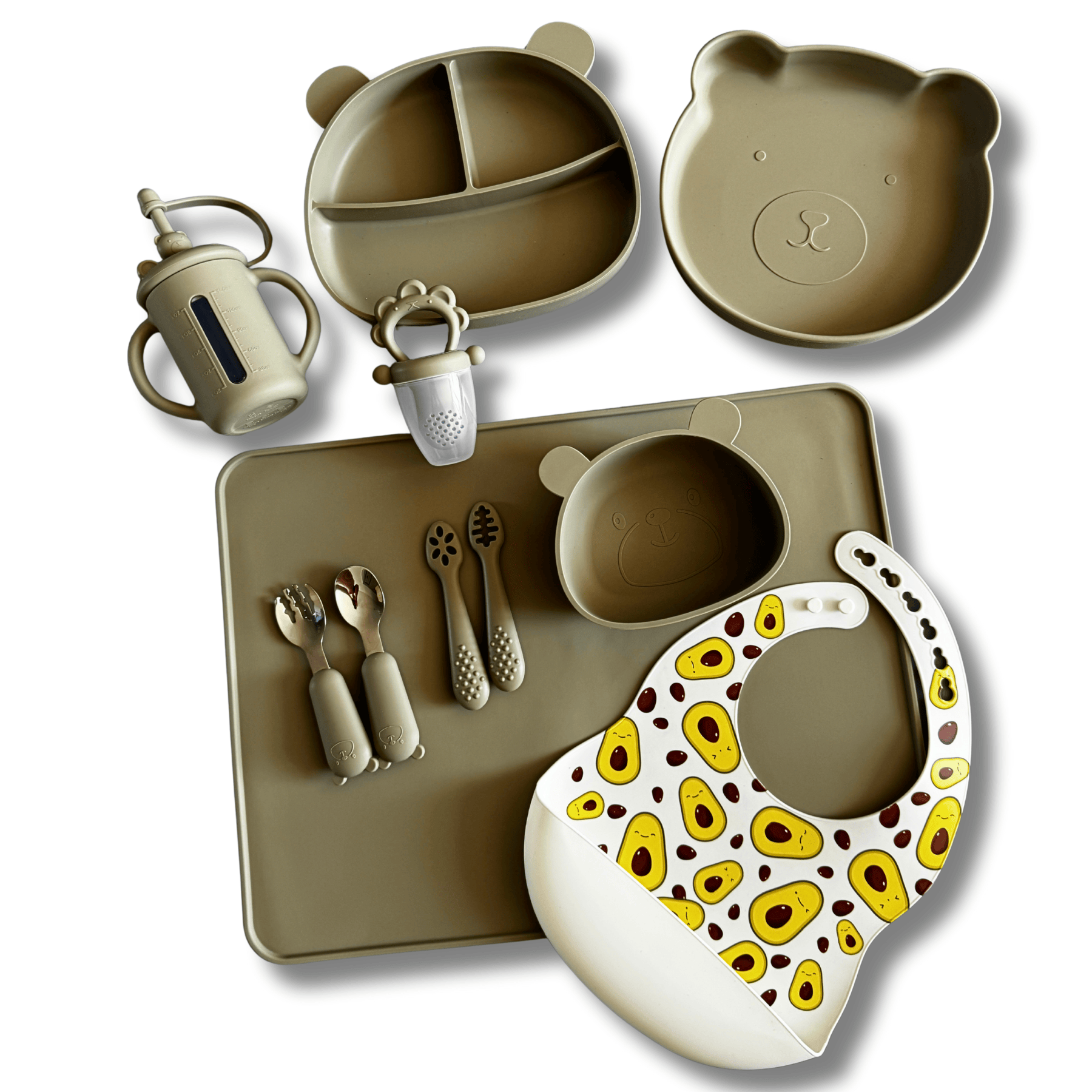 Набор силиконовой посуды "Мишка-плюс" для прикорма Зеленый (100-10) Набор силиконовой посуды "Мишка-плюс" для прикорма Зеленый (100-10)