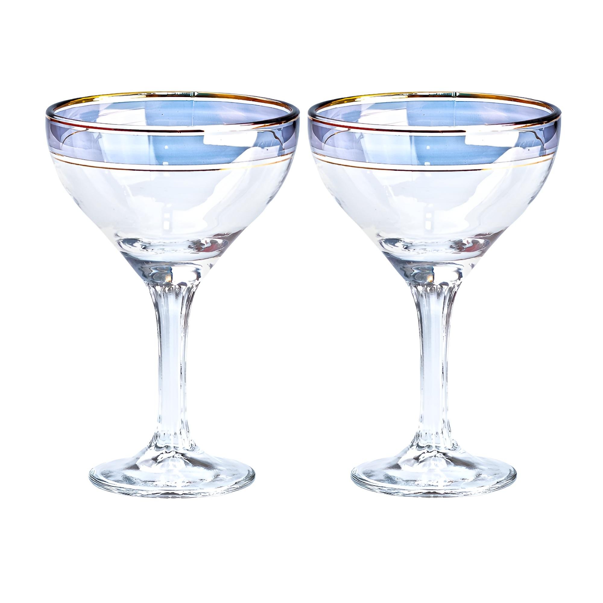 Набір бокалів для коктейлів фігурних на високій ніжці 2 шт. по 290 мл Синій (HP545) Набір бокалів для коктейлів фігурних на високій ніжці 2 шт. по 290 мл Синій (HP545)