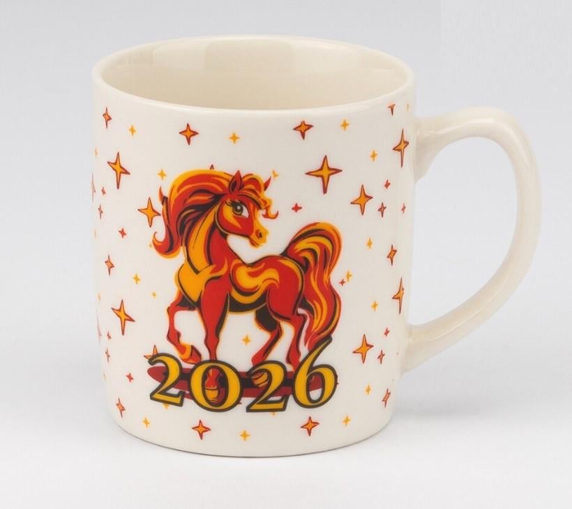 Кружка з ложечкою Символ 2026 року Вогняний Кінь 200 мл (9250-001) - фото 1