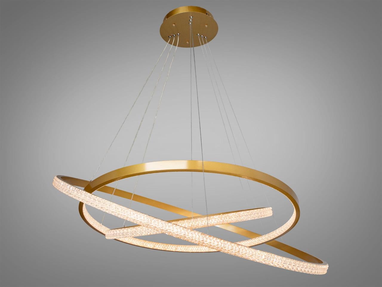Люстра LED D2489-1000+800+600G-LS Кольца на тросах 165W на 24 м2 Золотой (2533028508)