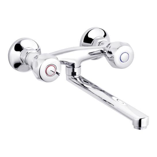 Смеситель для кухни настенный Kroner KRM Hamburg C040 двухвентильный латунь (SVR-CV012066)