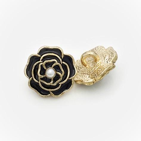 Пуговица Camellia LuxFabric на ножке металл/эмаль 14,5 мм 1 шт. Черный (ПВ0014ц06)