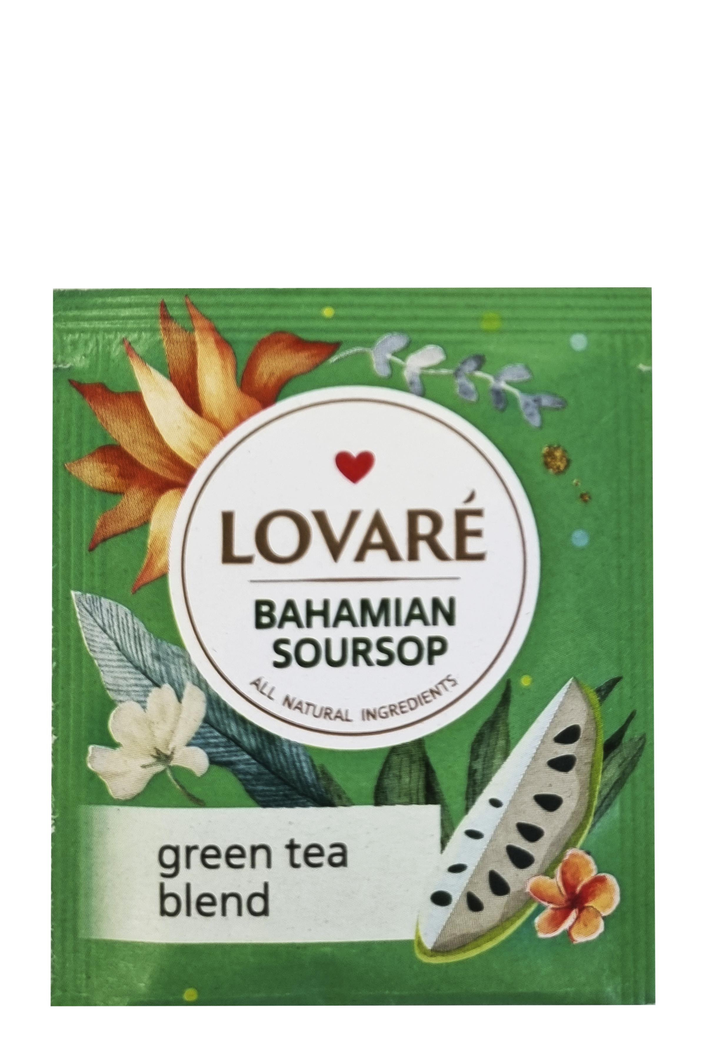 Чай зеленый Lovare Багамский Саусеп с саусепом в пакетиках 50 шт. 2 г (52068)