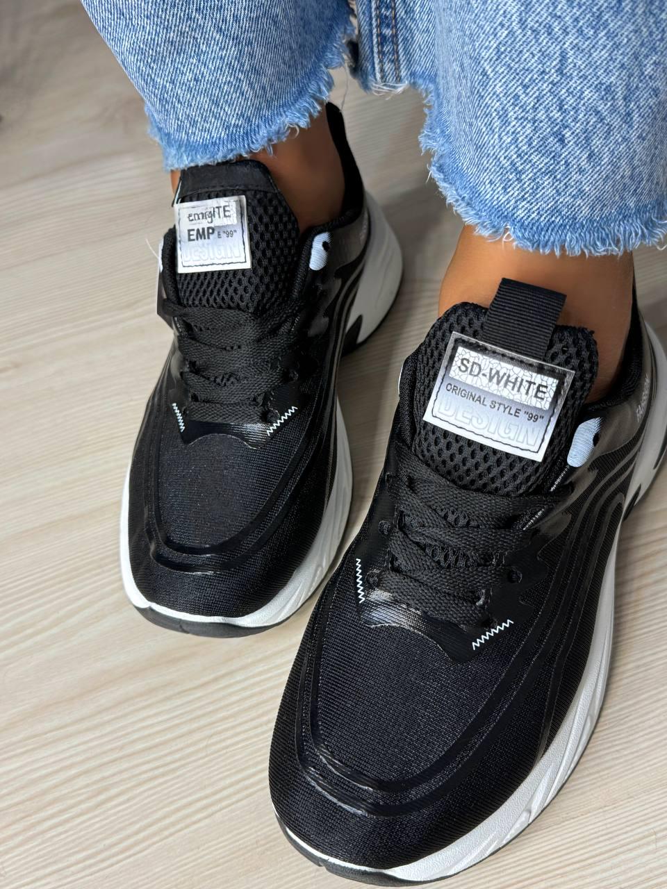 Кроссовки женские Violeta 149-62 текстильные сетка р. 38 Черный/Белый (5048) - фото 4