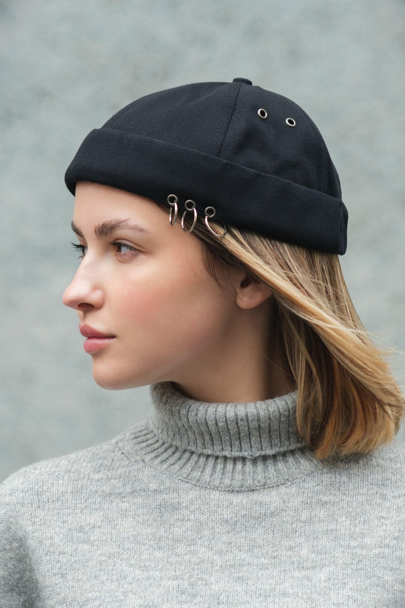 Кепка-докер женская Without Monarch с кольцами Black (8049599)