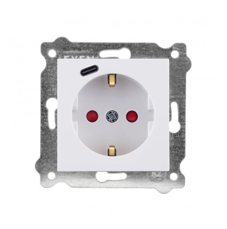 Розетки механизм EXEN 1-й с/к/Type-C Белый (290-000103-274)