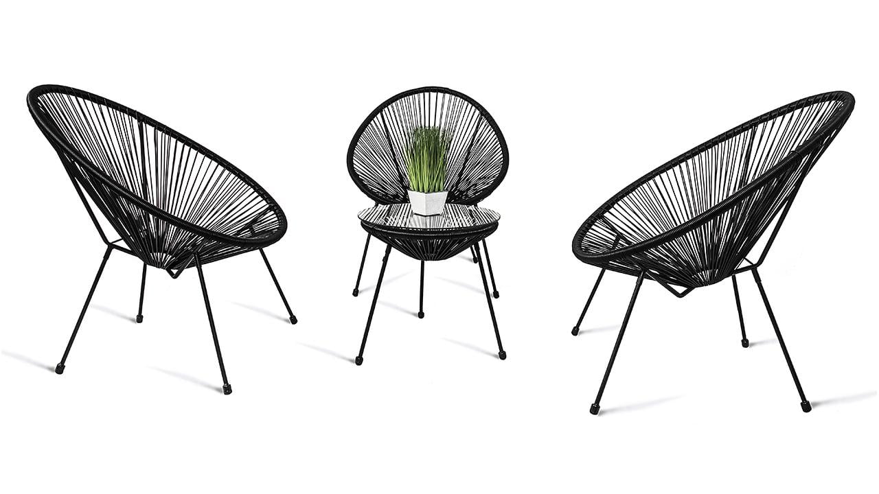 Набор садовой мебели Just Relax Acapulco SET-3 с ротанга со стальным каркасом Черный Набор садовой мебели Just Relax Acapulco SET-3 с ротанга со стальным каркасом Черный