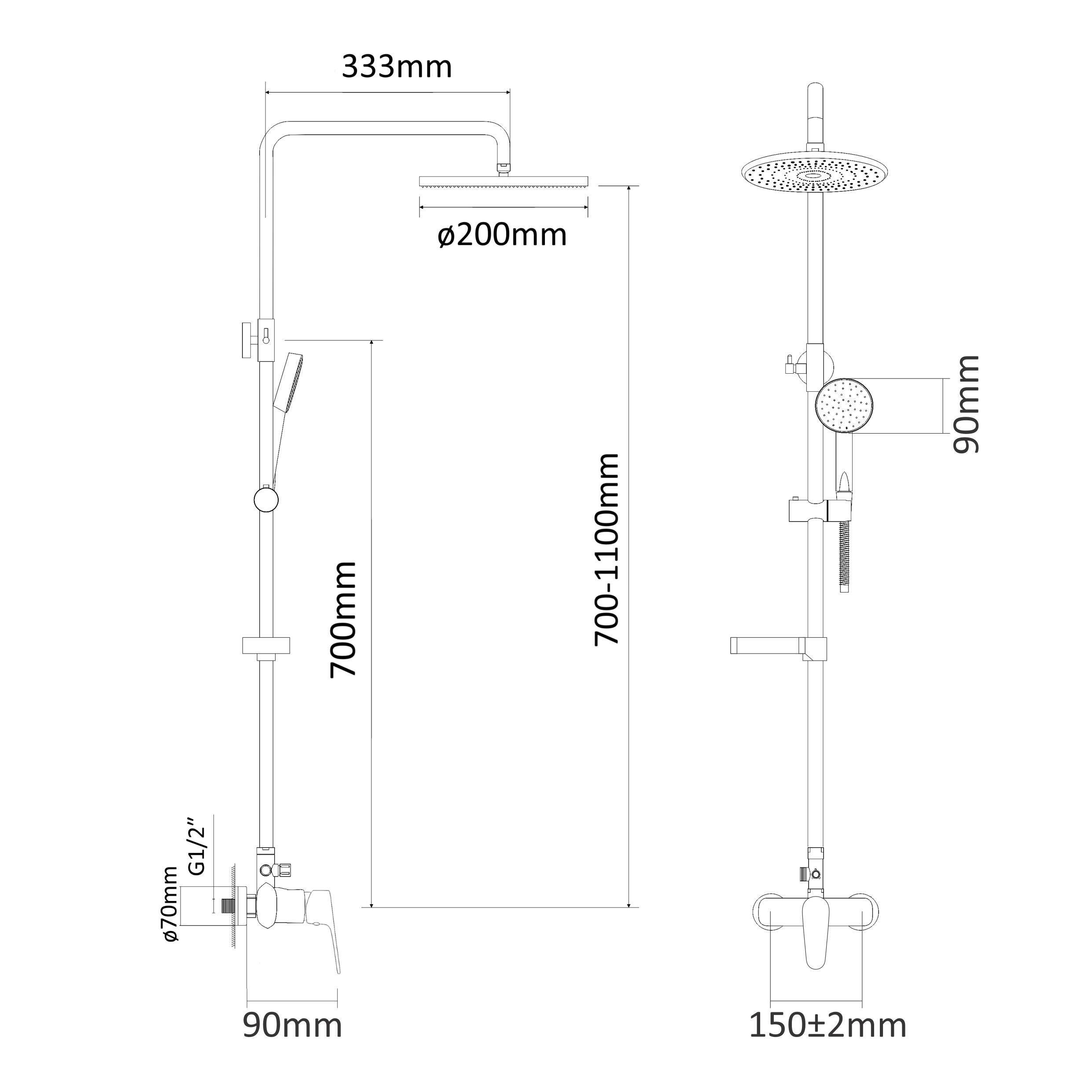 Душевая система со см есителем RJ Lux RJSP120-03CH Хром (237788) - фото 3