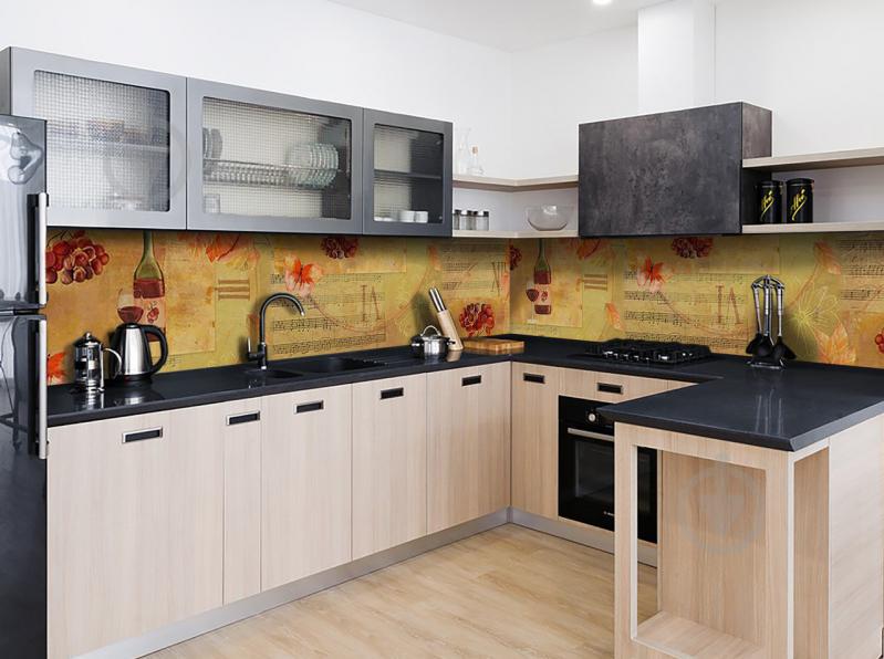 Скинали на кухню Zatarga  "Музыка Ноты"  600х3000 мм виниловая 3Д наклейка кухонный фартук самоклеящаяся Z181713/2