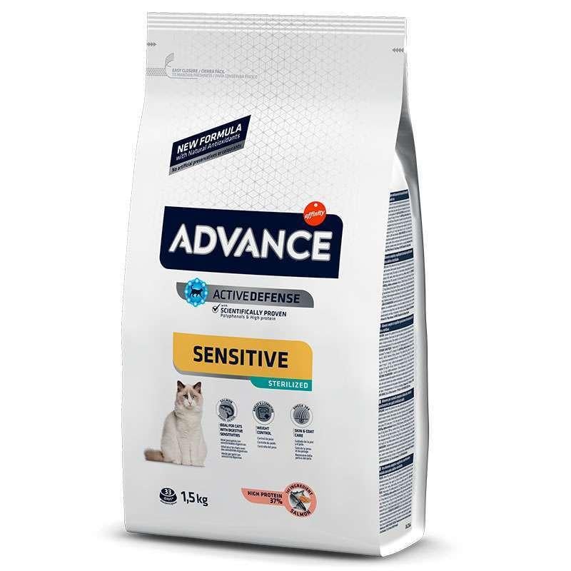 Корм сухой для стерилизованных котов с чувствительным пищеварением Advance Sterilized Sensitive лосось 1,5 кг (11236912) - фото 1