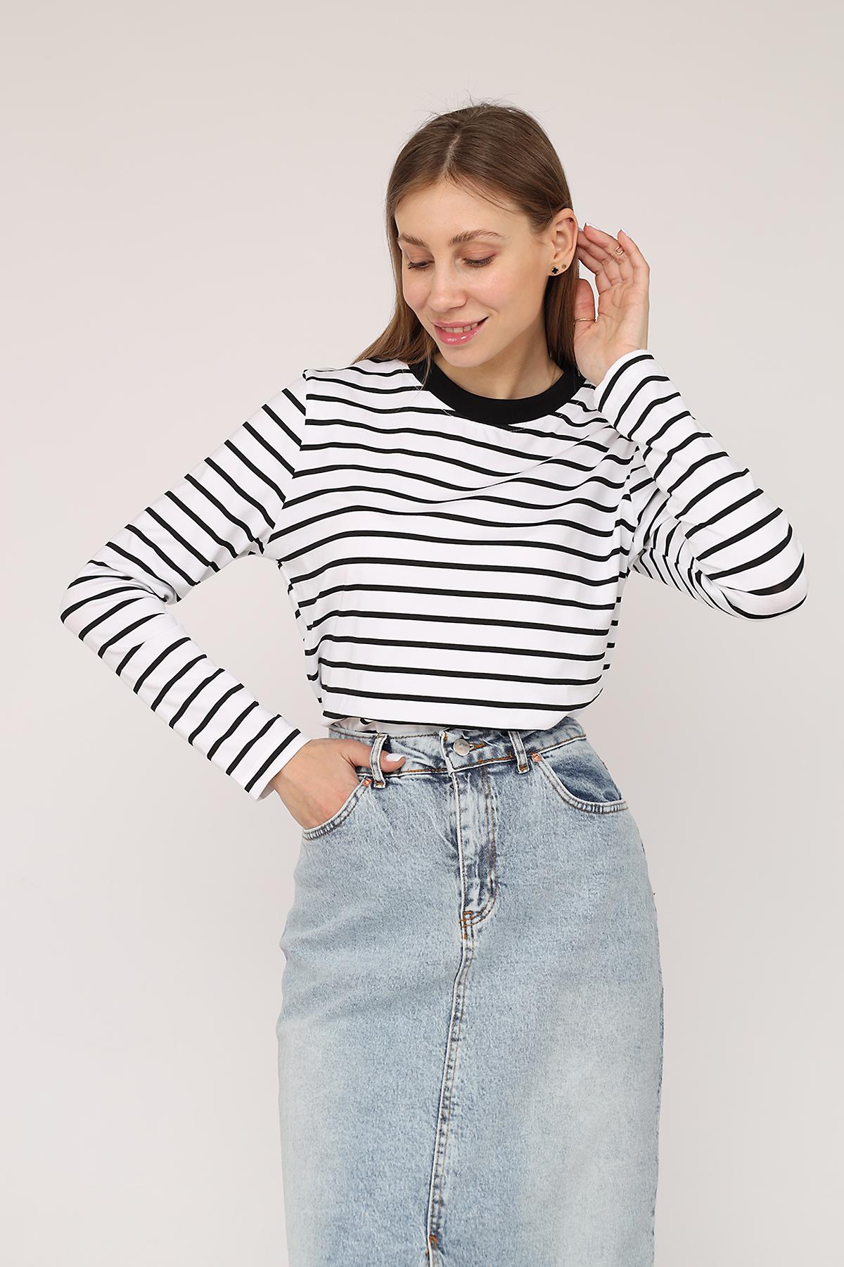 Футболка з довгим рукавом жіноча ЦБ-00270232 р. 46 Білий (SKT001045817) - фото 3 Футболка з довгим рукавом жіноча ЦБ-00270232 р. 46 Білий (SKT001045817) - фото 3