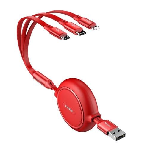 Кабель BASEUS Golden Loop Cable USB to MicroUSB/Lightning/Type-C CAMLT-JH09 3в1 3,5A 1,2 м Red