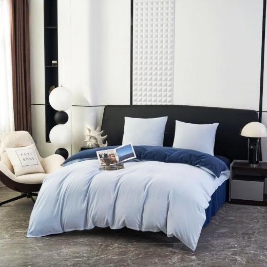 Комплект постельного белья L&M Home Textiles из вареного хлопка двуспальный 180х220 см Голубой (2946254805)