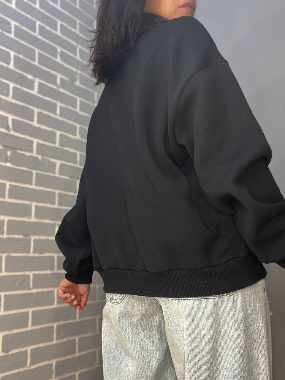 Свитшот женский PEPPER MINT 24-15 оверсайз удлиненный утепленный флис L Черный (966) - фото 2 Свитшот женский PEPPER MINT 24-15 оверсайз удлиненный утепленный флис L Черный (966) - фото 2