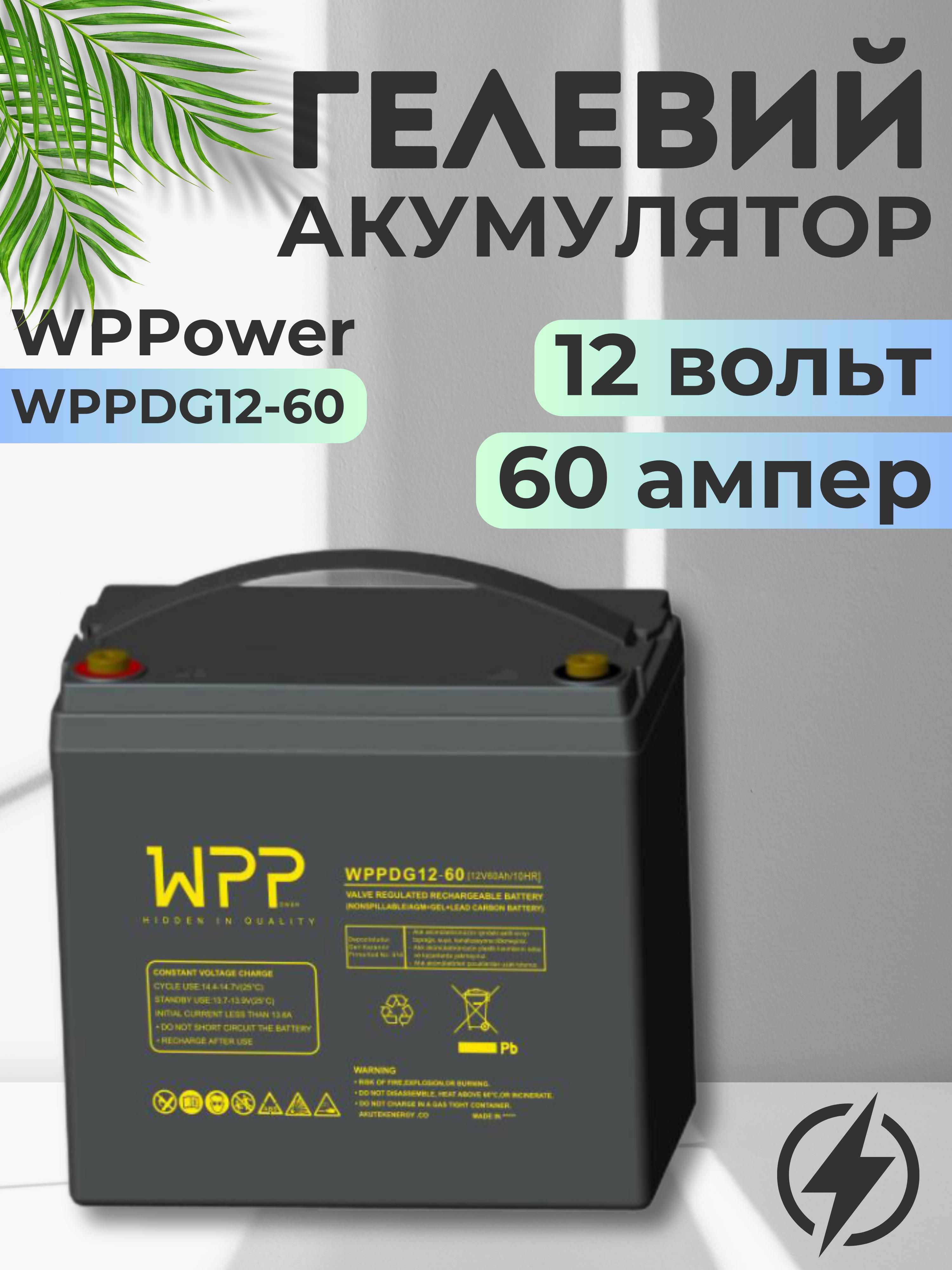 Аккумулятор гелевый WPPower WPDG12-60 60 А 12 вольт для инвертора 60 Аh - фото 7