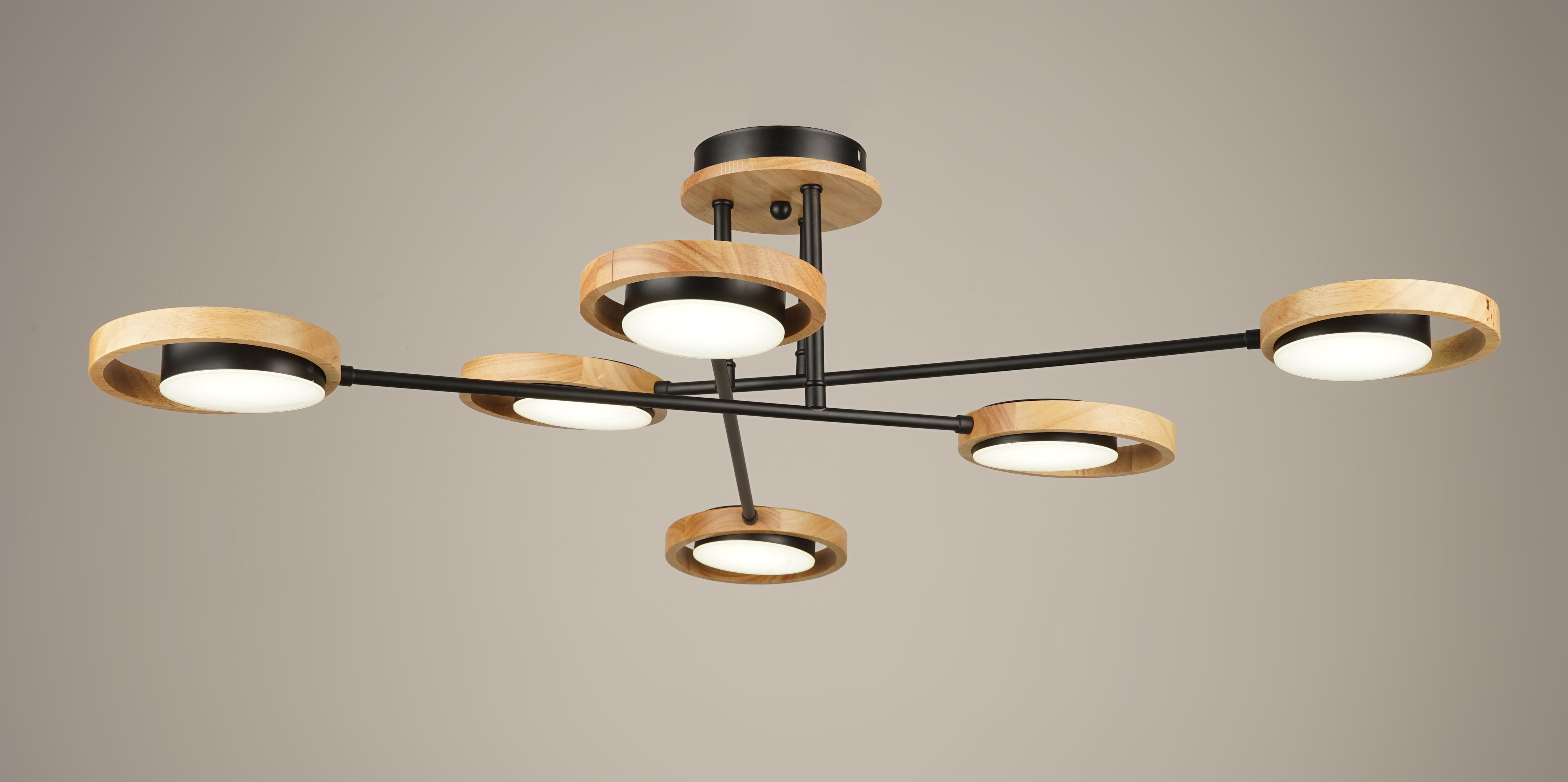 Люстра светодиодная акриловая Sirius B N4539/6 84W BK+WOOD (000040668)