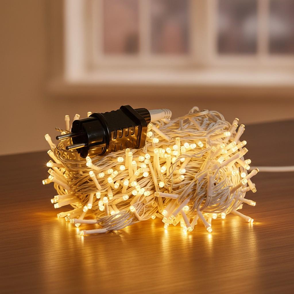 Гирлянда-нить уличная сетевая новогодняя 8 режимов 50 м 500LED IP65 Белый/Желтый (CF500L50MWY)