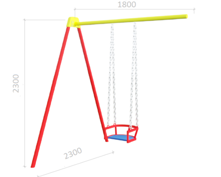 Элемент игрового комплекса Tobi Sho Качеля одинарная на одной ноге 2300х1800х2300 мм - фото 2