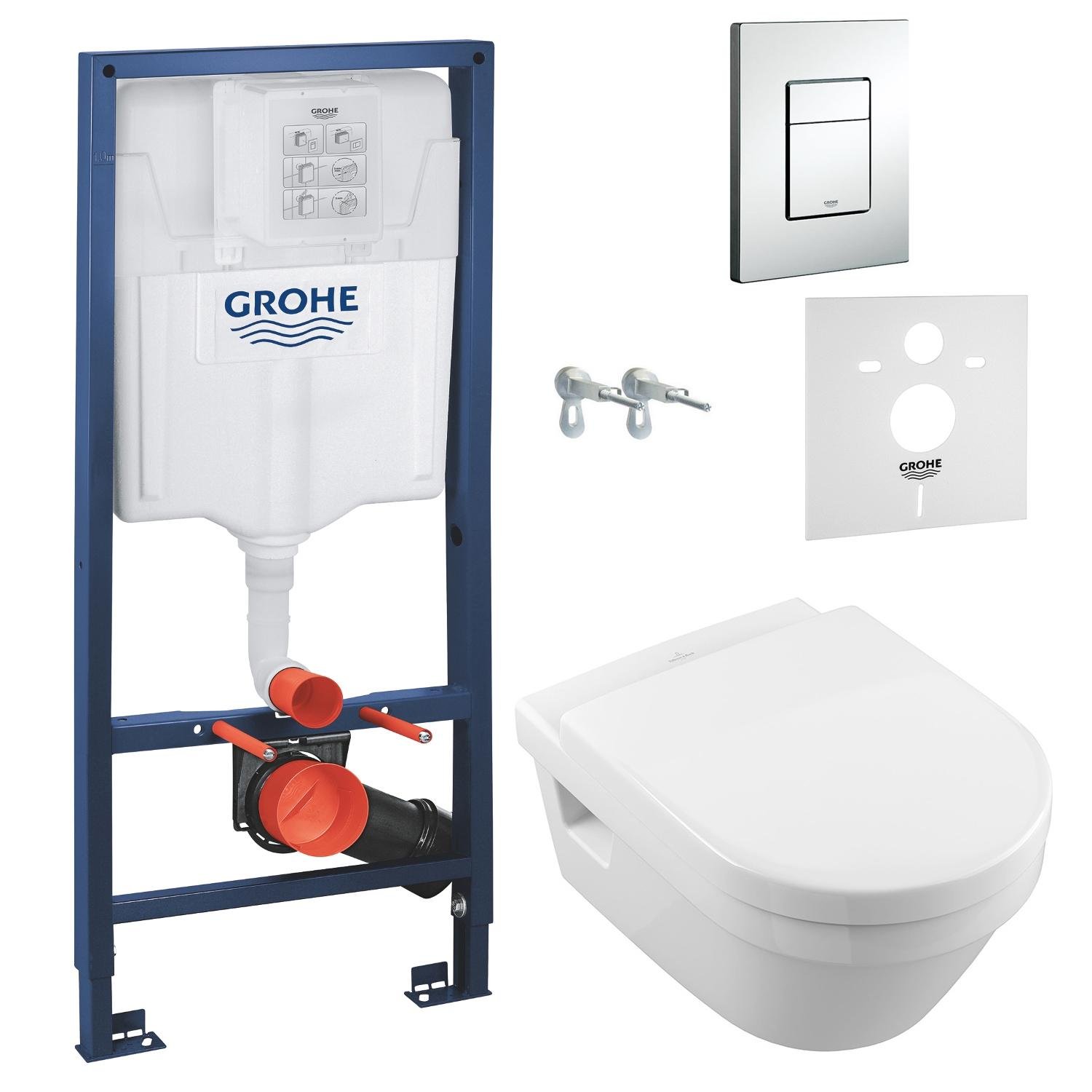 Комплект инсталляции Grohe Rapid SL 5684HR01+38772001+37131000 с унитазом кнопка Хром (82381)