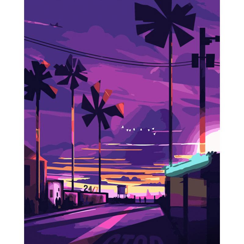 Картина по номерам Strateg Премиум Район Рalm Вeach 40x50 см (GS714)