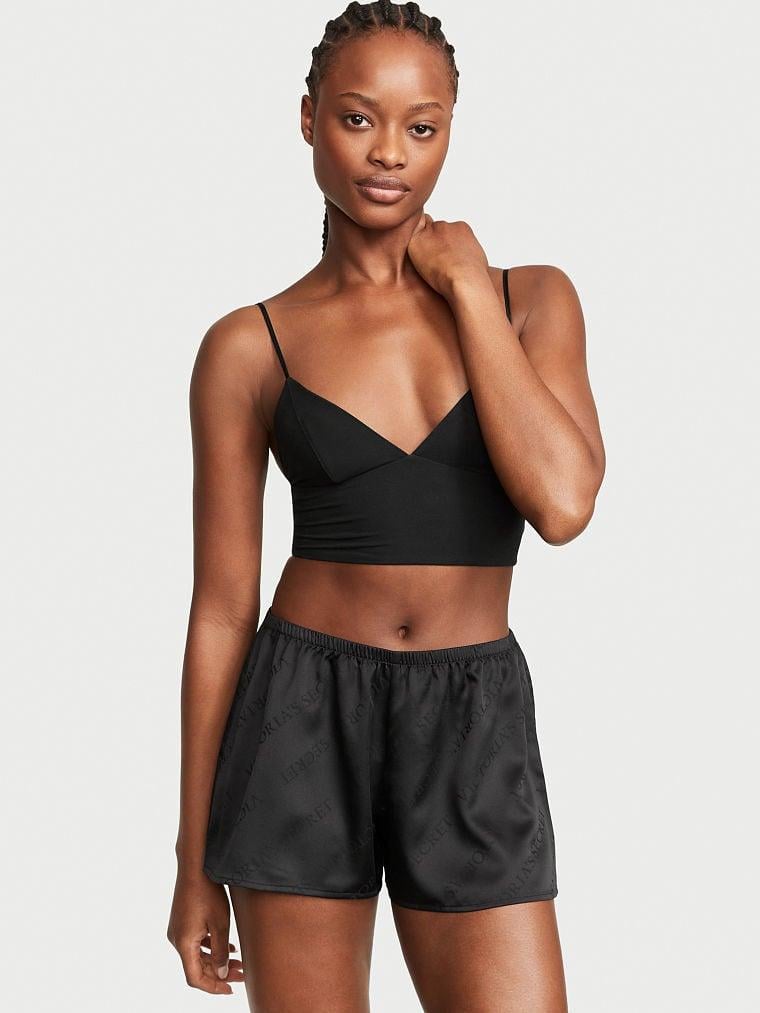 Пижама Victoria's Secret Modal Cropped Cami Satin шортики/маечка M Черный (2104715404)