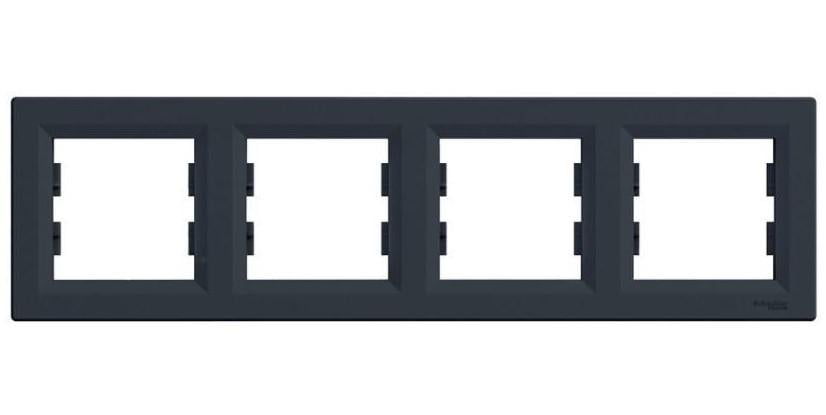 Рамка четырехместная горизонтальная Schneider Electric Asfora Антрацит (00000003114)