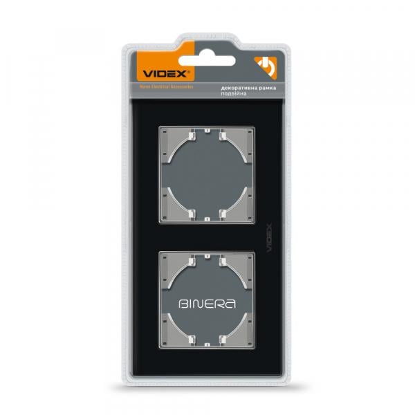 Рамка Videx на 2 місця горизонтальна Чорний