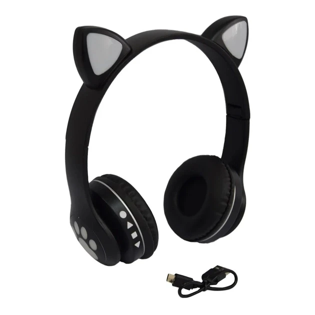 Наушники беспроводные Cat Ear VZV-23M с ушками и подсветкой 120-20000 Гц 105 дБ 32 Ом Black (784780195) - фото 4