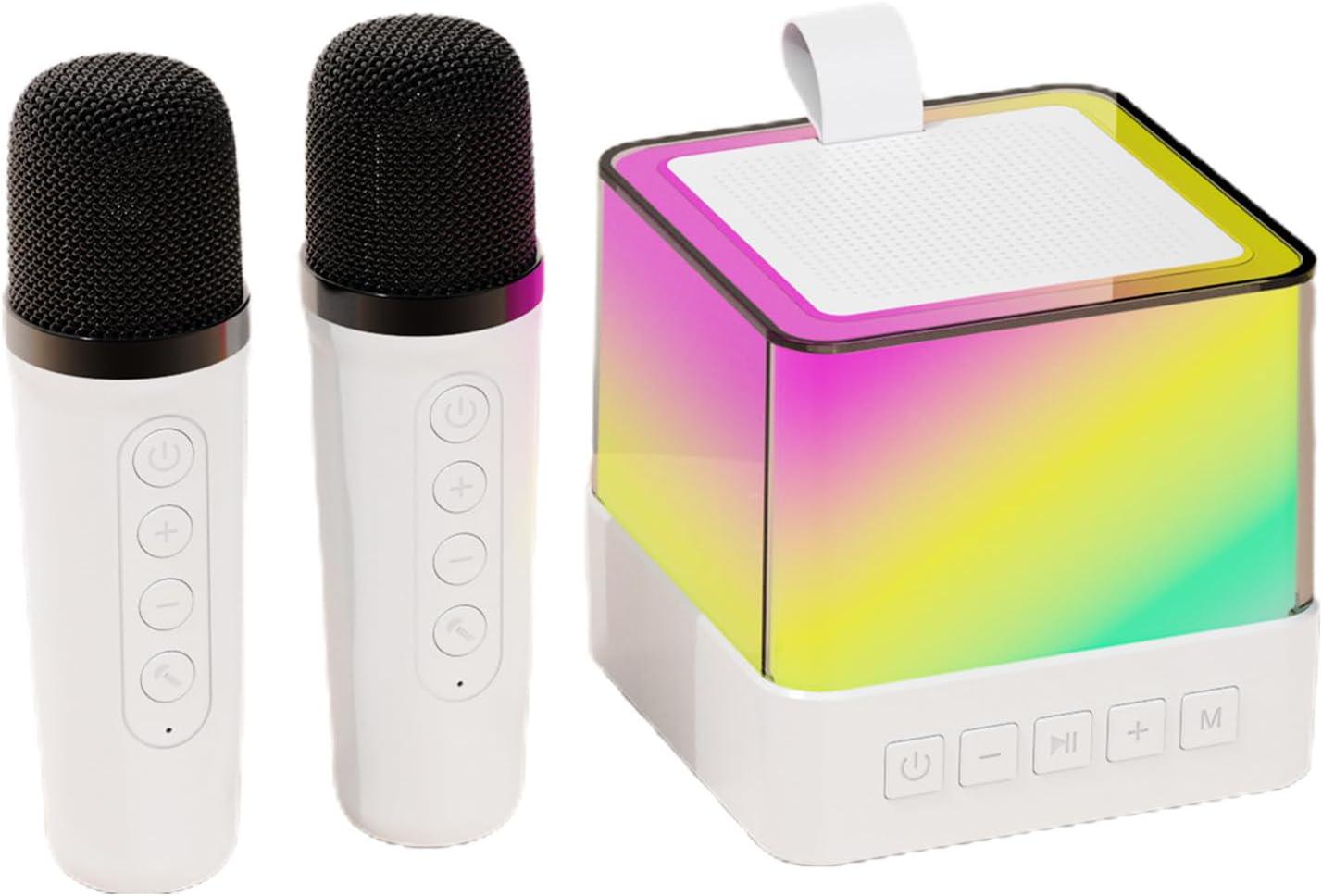 Колонка караоке дитяча з двома бездротовими мікрофонами RGB підсвічуванням (K18) - фото 4