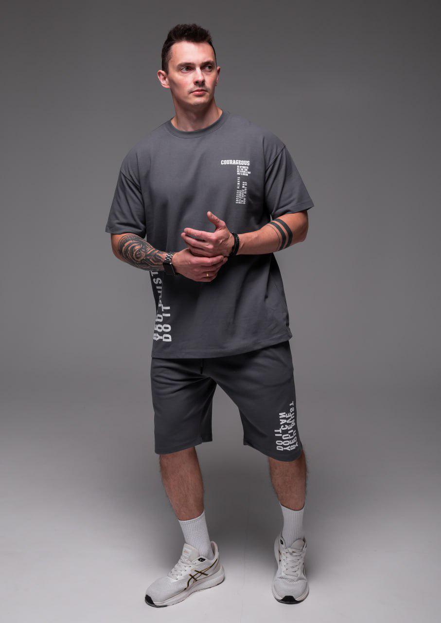 Прогулочный костюм мужской Must Believe оверсайз M Графитовый (2385) - фото 2